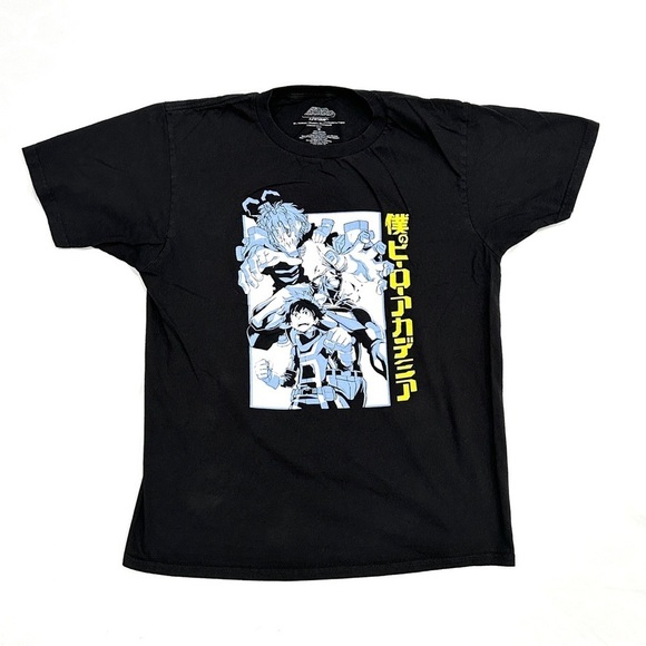 Funimation My Hero Academia Anime Manga Black Graphic T-Shirt - Picture 1 of 7